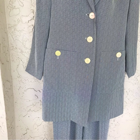 ✨Vintage Yves St Laurent Pant/Trouser Herringbone  Suit, 1980”s, Sz4/6, EU38 - Picture 4 of 9